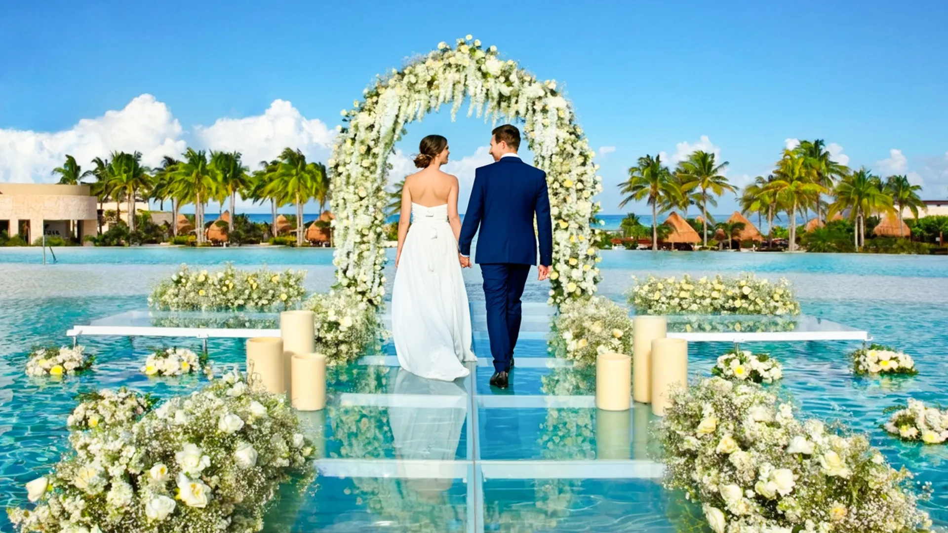 Wedding Ceremony is Secrets Cancun seaside